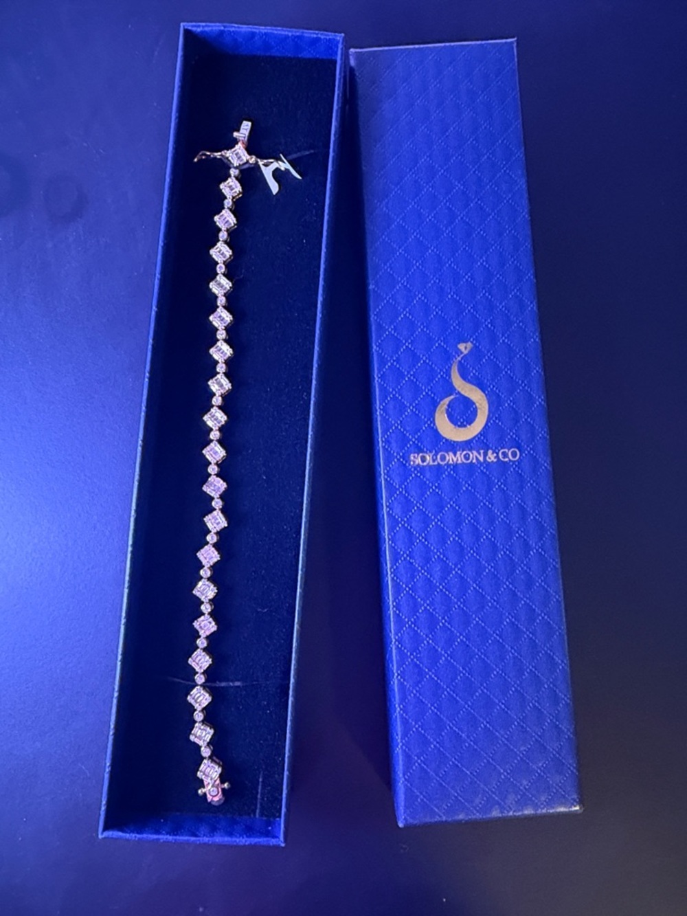 White Crystal Tennis Bracelet - Gold Tone